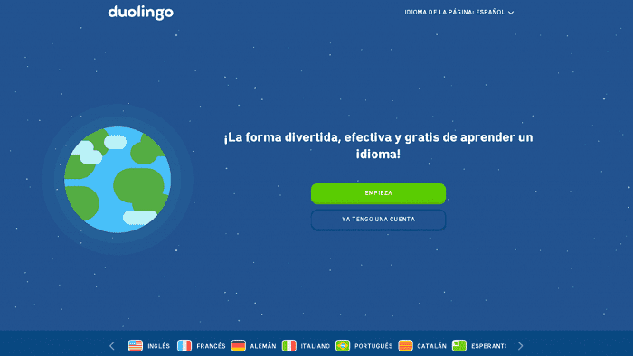 pagina web duolingo